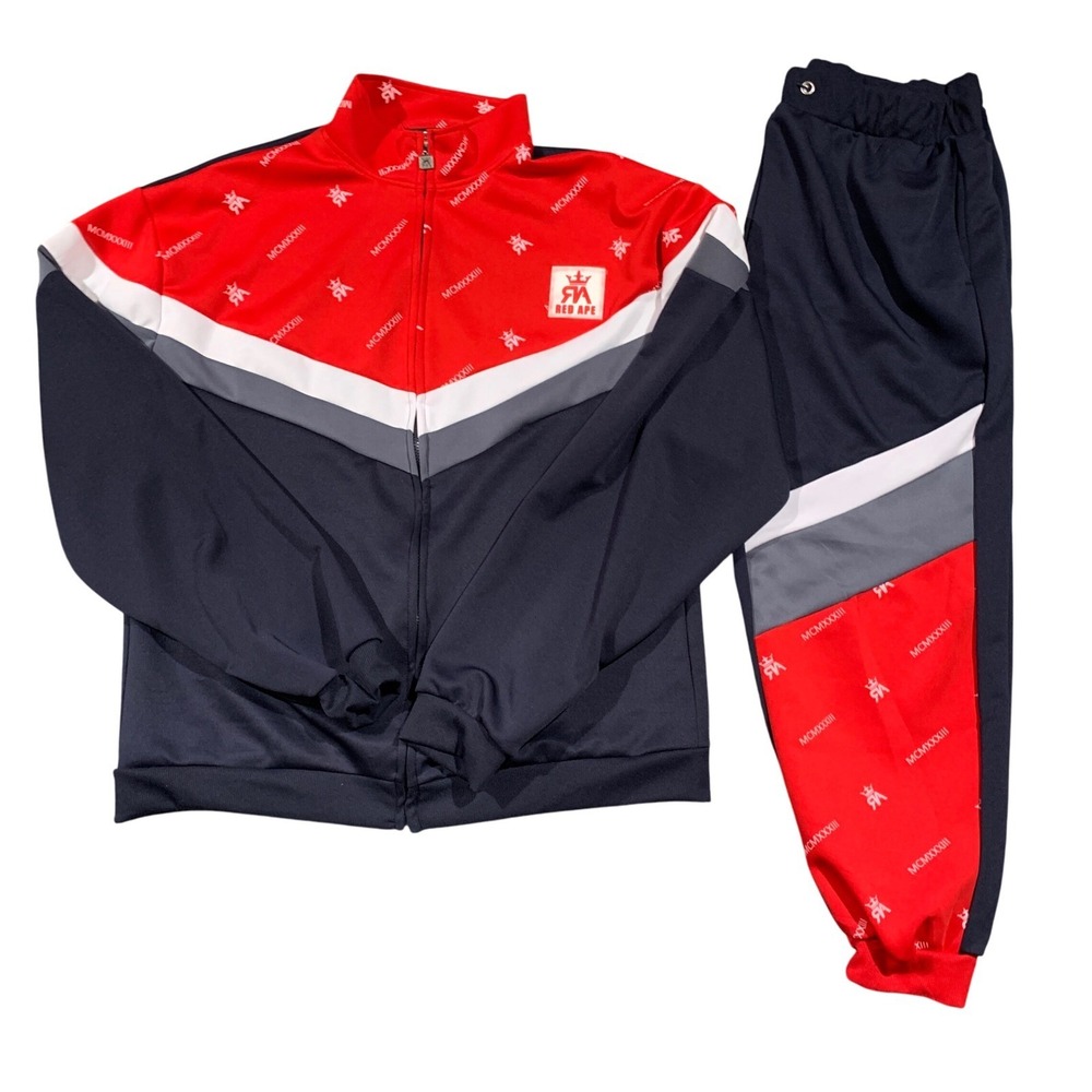 RED APE MCMXXXXIII Mens 5XL Tracksuit Jacket‎ Pants Full Zip Red Navy Blue White